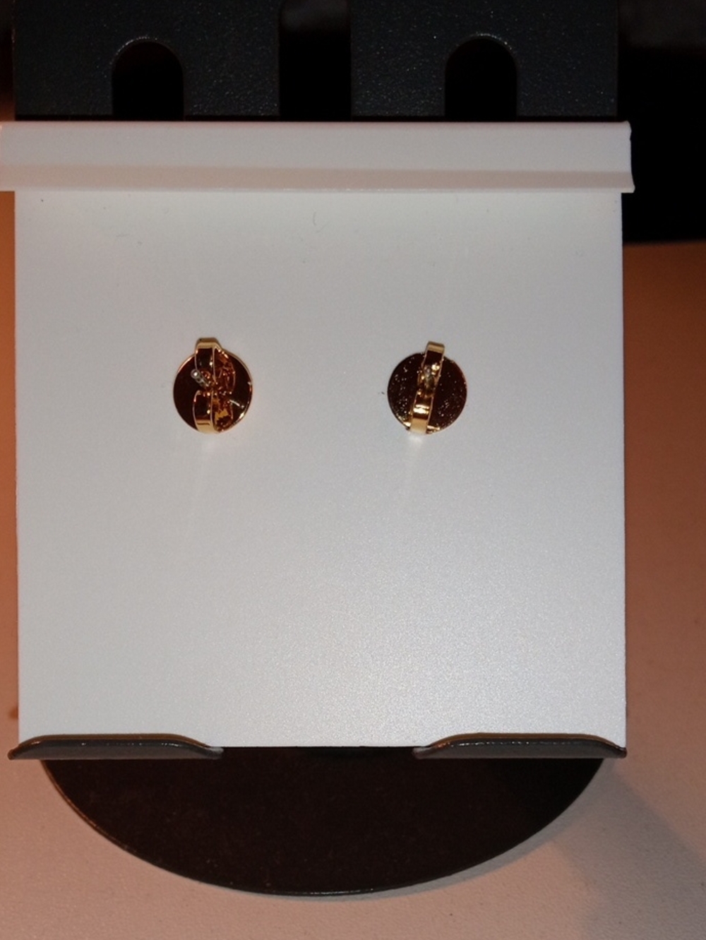 Tory Burch Gold Crystal Logo Stud Earrings - Gold - Picture 3 of 4